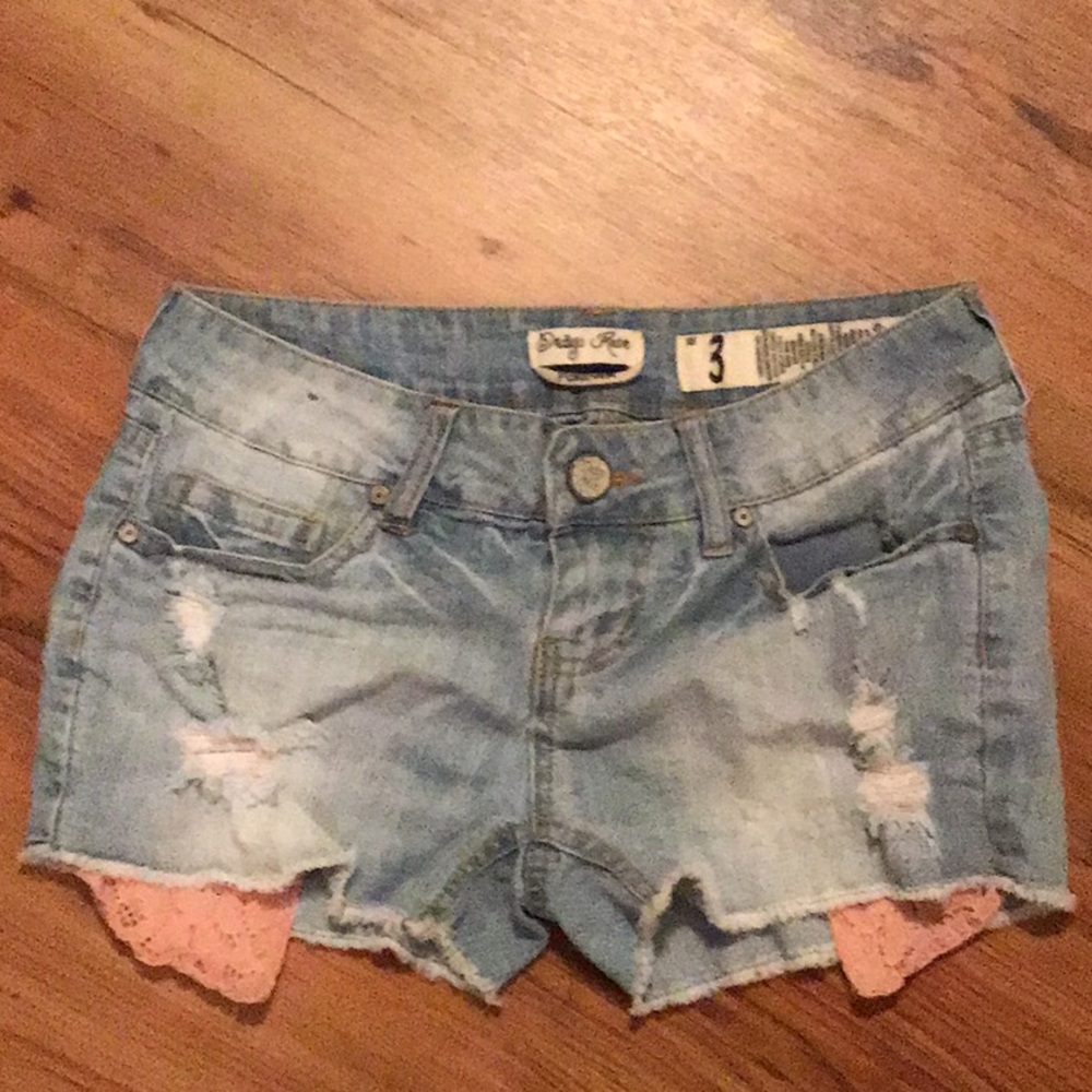Ripped jean shorts